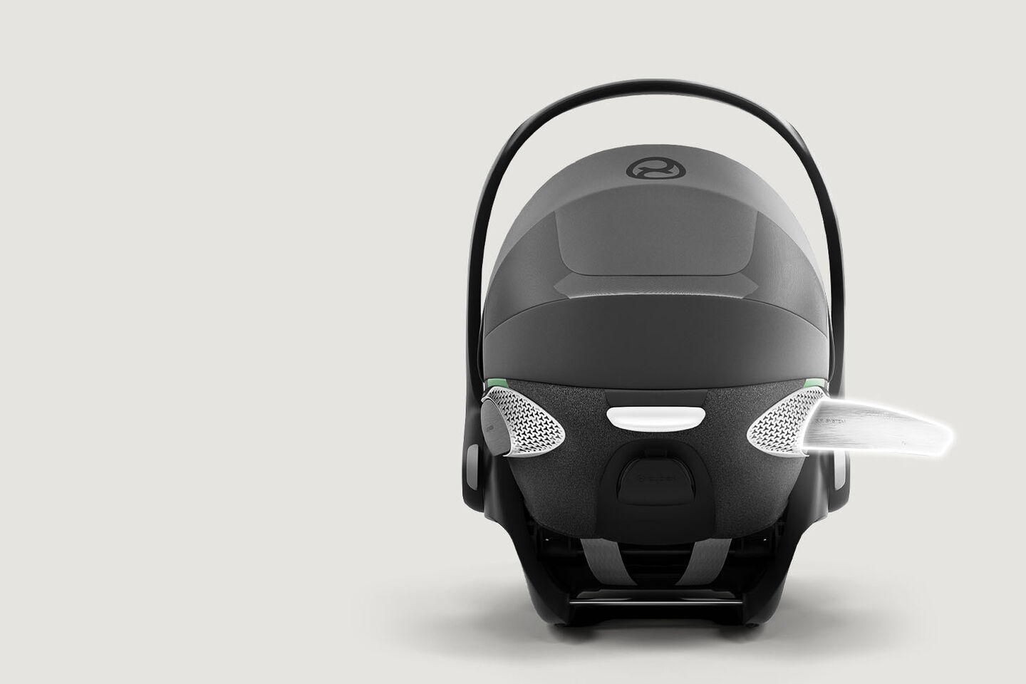 Rear view of the Cloud T reclining infant car seat.