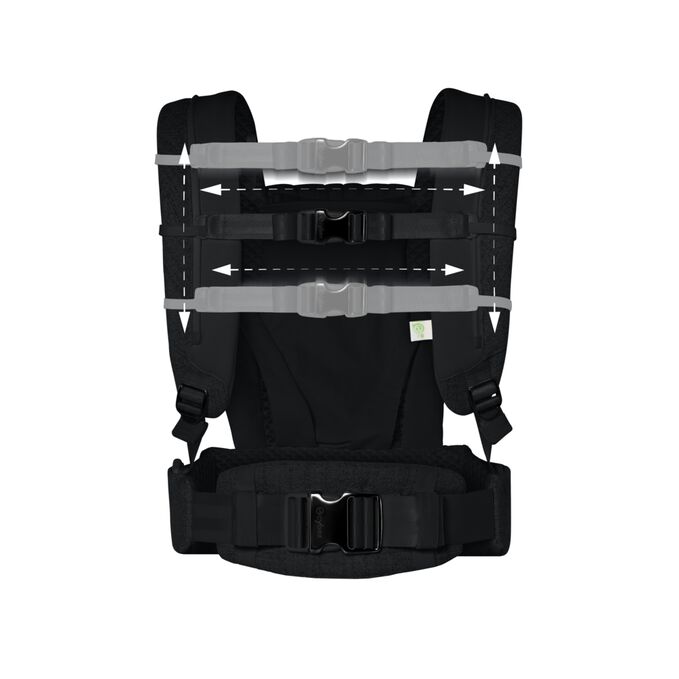 An image of the CYBEX Platinum Coya Carrier Boucl&eacute; Baby Carrier, highlighting the Adaptable Sternum Strap feature.