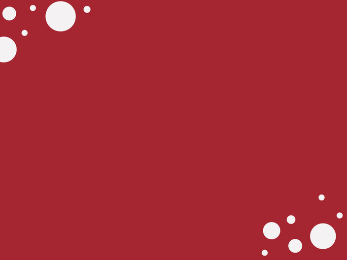Red background with white circles in the corners.