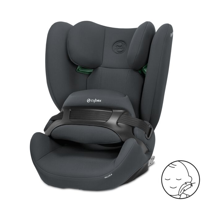 An image of the CYBEX Silver Pallas B i-Size Toddler Car Seat, highlighting the Gentle on the child's skin feature.