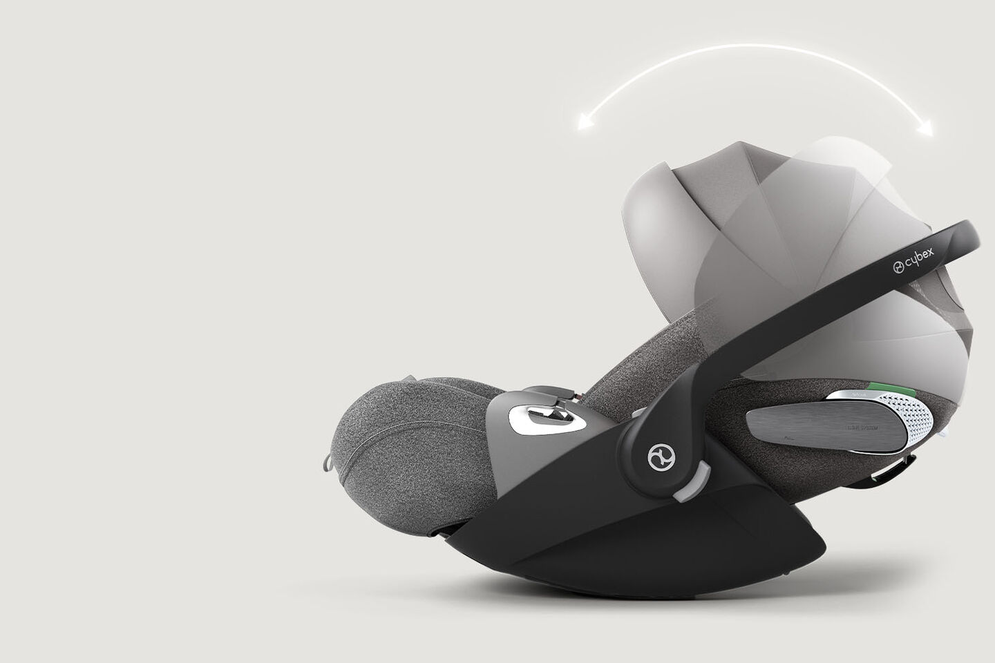 Side view of the Cloud T reclining infant car seat.