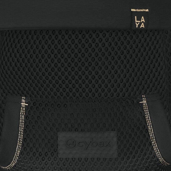 An image of the CYBEX Gold Laya Carrier Baby Carrier, highlighting the Breathable 3D Mesh Fabric feature.