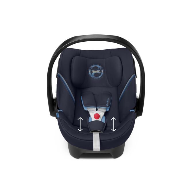 An image of the CYBEX Gold Aton 5 Infant Car Seat, highlighting the Softly padded seat inlay feature.