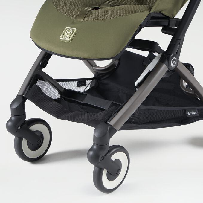 An image of the CYBEX Gold Libelle (2025) Buggy, highlighting the Smooth Front-wheel Suspension feature.