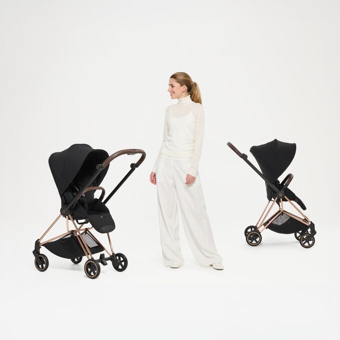 An image of the CYBEX Platinum Mios Seat Pack - Style Collection Stroller, highlighting the Reversible Seat Unit feature.