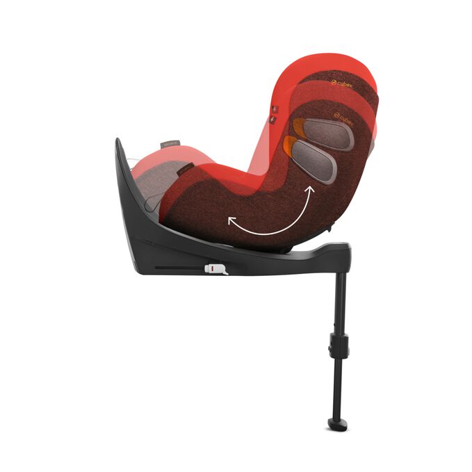 An image of the CYBEX Platinum Sirona Zi i-Size Toddler Car Seat, highlighting the One-hand recline feature.