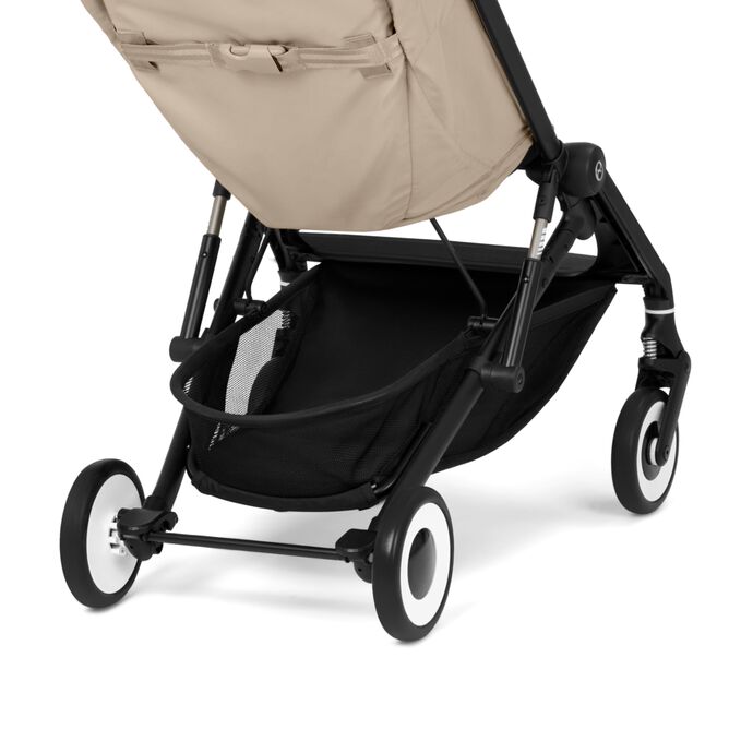 An image of the CYBEX Gold Agis Stroller, highlighting the Large Shopping Basket feature.