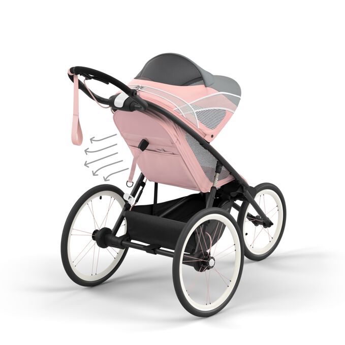 An image of the CYBEX Gold Avi Frame Jogger, highlighting the XL sun canopy feature.
