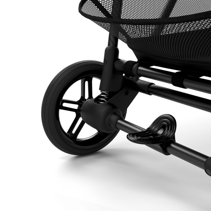 Immagine del CYBEX Gold Melio Carbon Stroller che mette in risalto la caratteristica Morbide sospensioni.