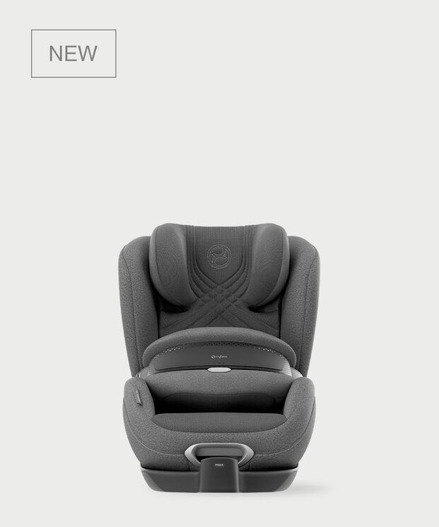 A new grey child car seat with ergonomic design.
