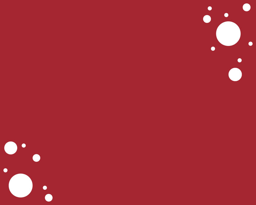 Red background with white circles in the corners.