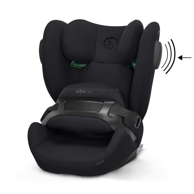 Obr&aacute;zek CBX by CYBEX Pallas B3 i-Size Toddler Car Seat, kter&yacute; zv&yacute;razňuje funkci Snižuje s&iacute;lu bočn&iacute;ho n&aacute;razu o v&iacute;ce než 15 %&sup2;.