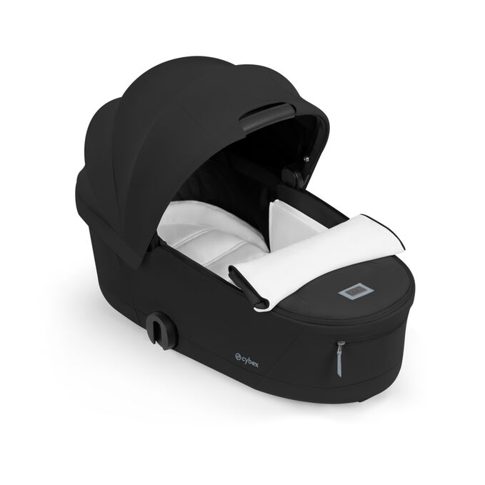 An image of the CYBEX Platinum Mios Fold Lux Carry Cot Stroller, highlighting the Multi-Zip System feature.