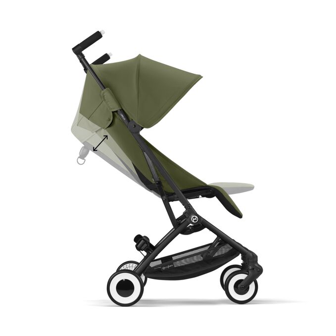 An image of the CYBEX Gold Libelle (2025) Buggy, highlighting the Infinite Recline & Adjustable Leg Rest feature.