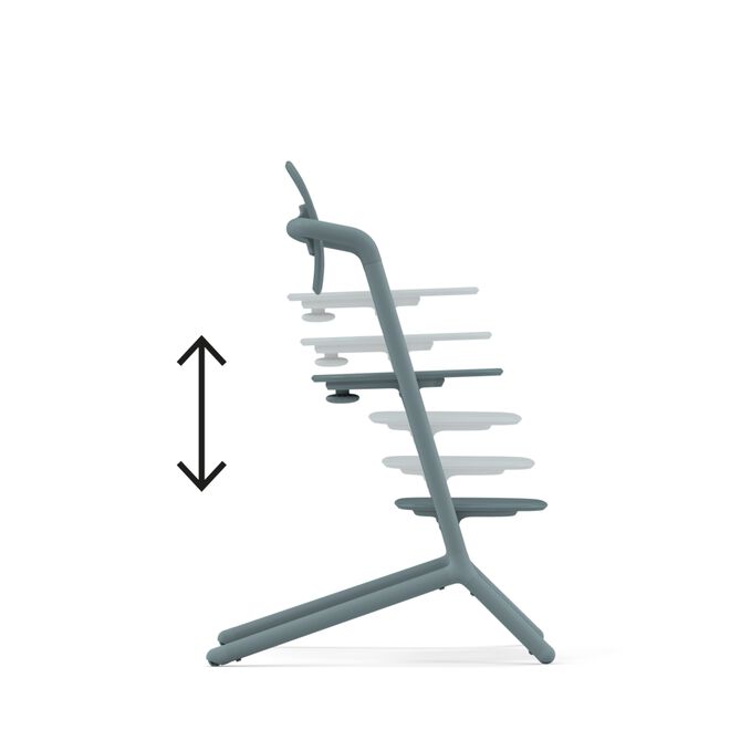 An image of the CYBEX Gold Lemo 3-in-1 Highchair, highlighting the Individual Height Adjustment feature.