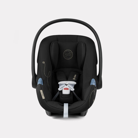 Black infant car seat with ergonomic design and safety harness