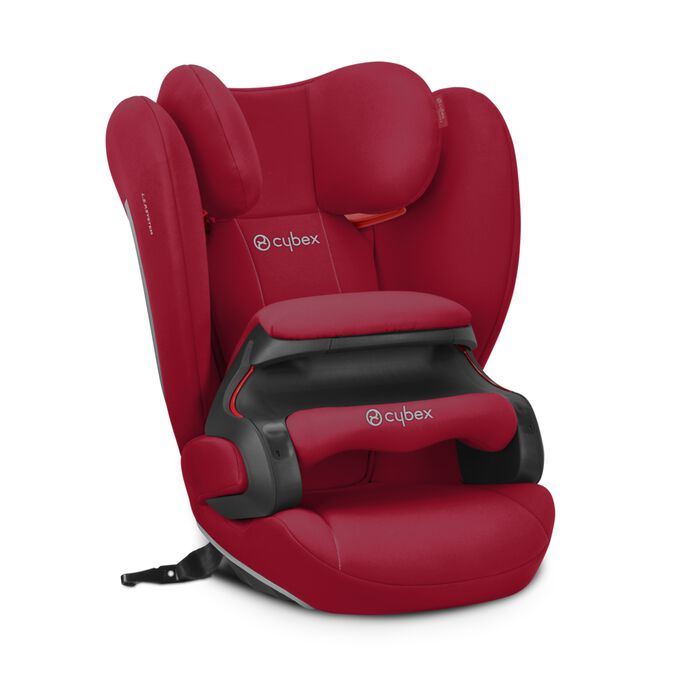 An image of the CYBEX Silver Pallas B-Fix Toddler Car Seat, highlighting the Impact shield for children 9-18 kg feature.