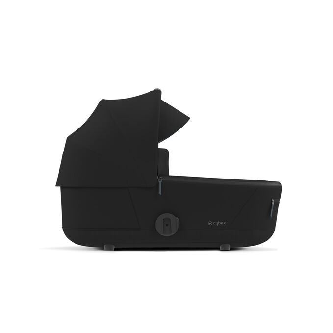 An image of the CYBEX Platinum Mios Lux Carry Cot (2025) Stroller, highlighting the Sun canopy with integrated sun visor feature.