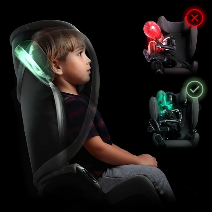 Ein Bild des CYBEX Gold Pallas G i-Size Toddler Car Seat, das das Merkmal Bis zu 7x sicherer f&uuml;r den Kopf⁴ hervorhebt.