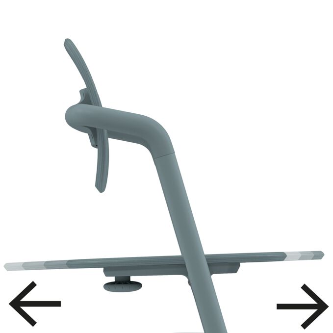 An image of the CYBEX Gold Lemo Chair Highchair, highlighting the Individual Depth Adjustment feature.
