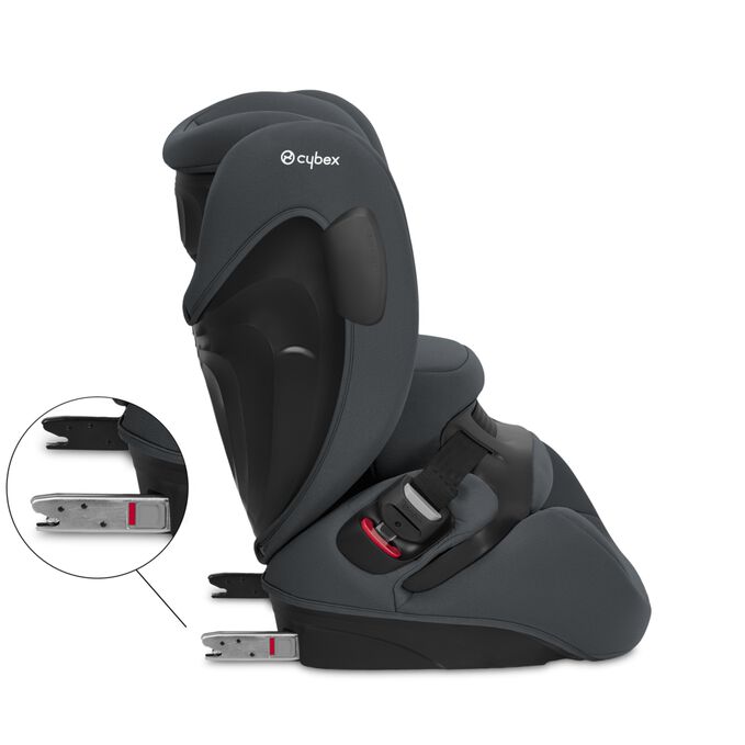 An image of the CYBEX Silver Pallas B3 i-Size Toddler Car Seat, highlighting the Fits your vehicle perfectly feature.