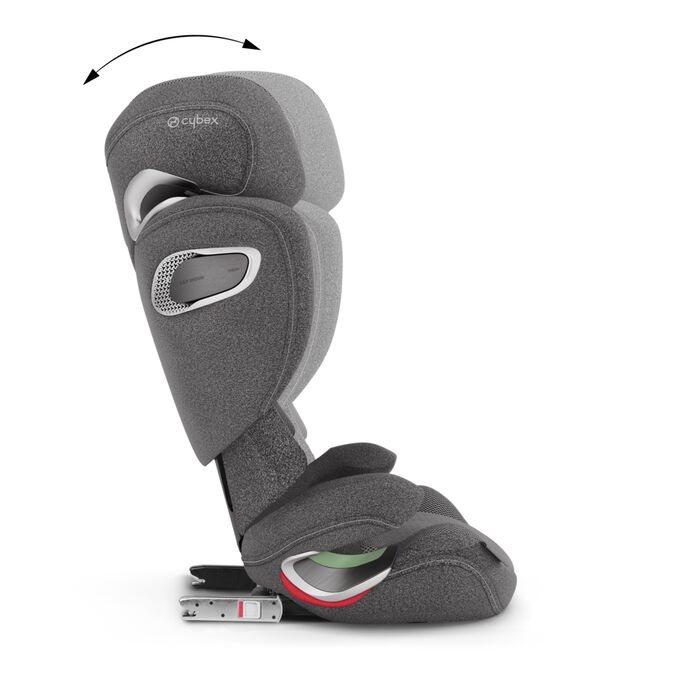 An image of the CYBEX Platinum Solution T i-Fix Child Car Seat, highlighting the Perfect Fit to Any Car Seat feature.