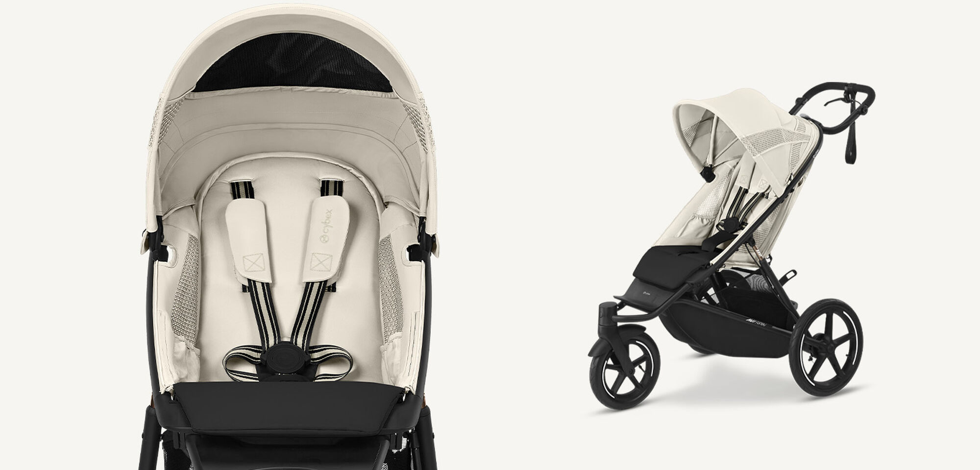 Two product shots of an Avi Spin in Seashell Beige, on the left, a close-up, on the right, sideview.