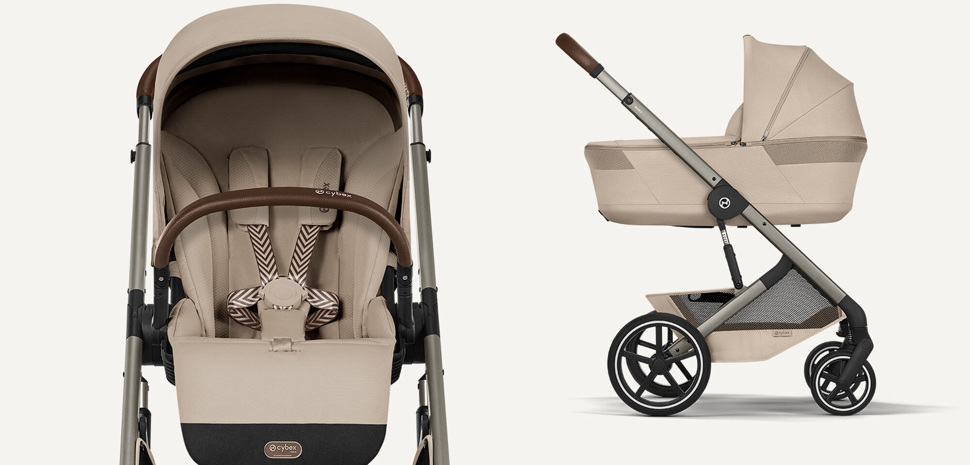 Ein Balios S Lux Kinderwagen in Almond Beige.