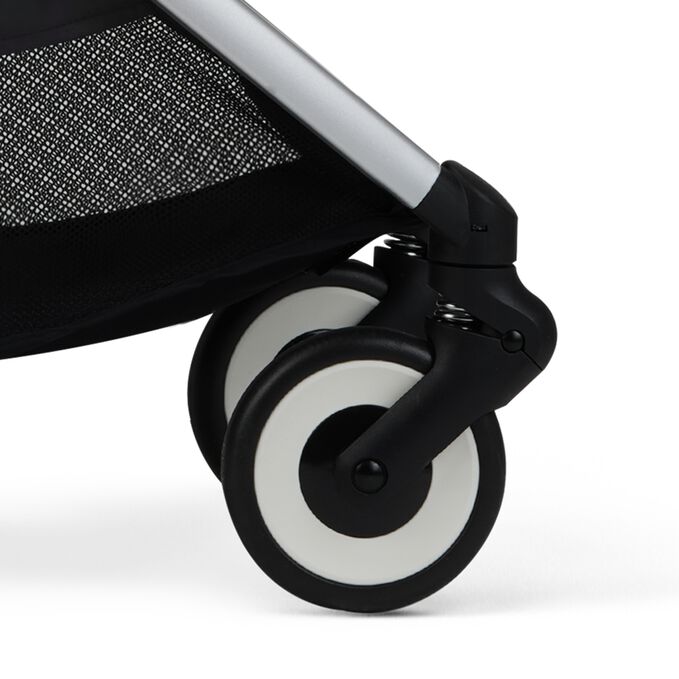 An image of the CYBEX Gold Orfeo Buggy, highlighting the Smooth Front-wheel Suspension feature.