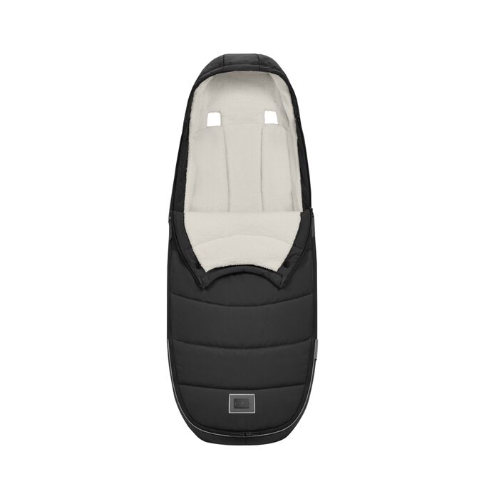 An image of the CYBEX Platinum Platinum Footmuff Accessories for Strollers, highlighting the Snap Buttons feature.