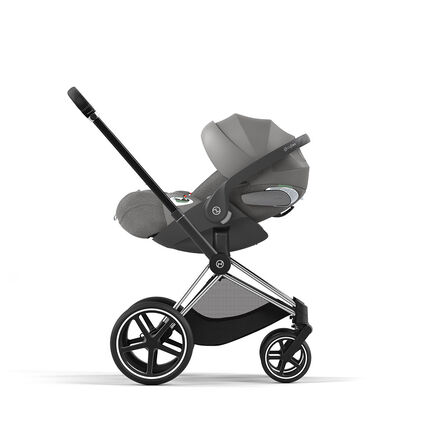 Cloud T reclining infant car seat mounted on a pram