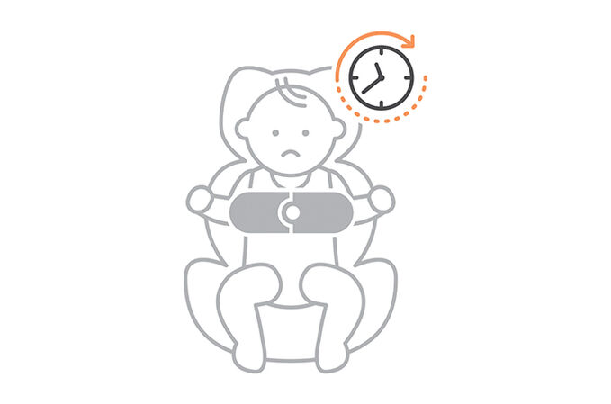 Immagine del CYBEX Platinum Kit di sicurezza SensorSafe per neonati Accessories for Car Seats che mette in risalto la caratteristica Notifica &ldquo;Fai una pausa&rdquo;.