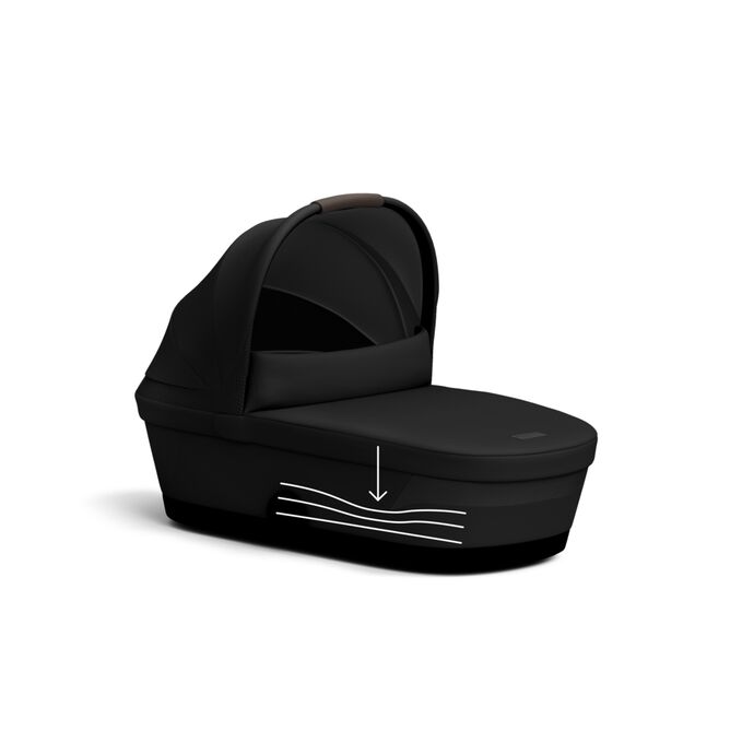 An image of the CYBEX Gold Melio Cot (2024) Stroller, highlighting the Soft Foam Mattress feature.