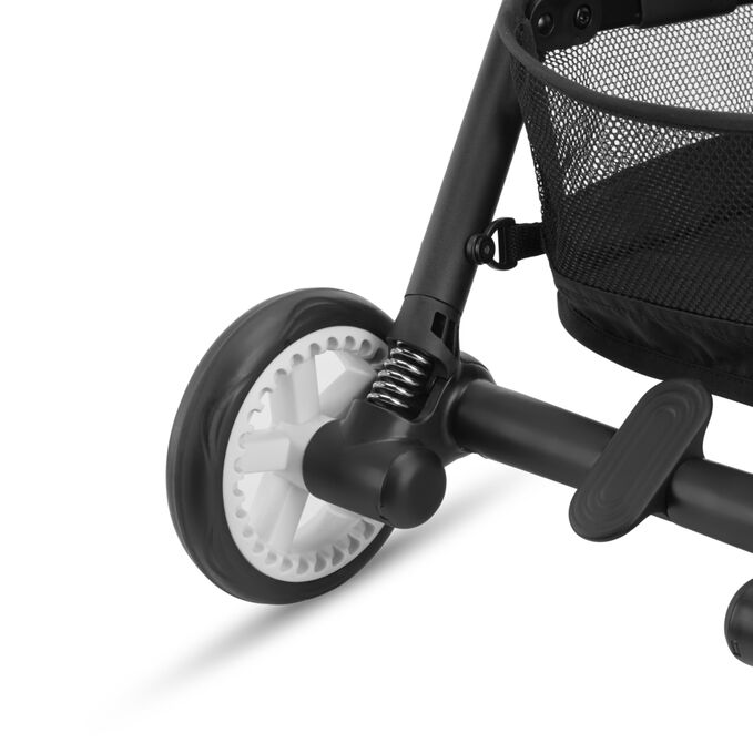 Ein Bild des CYBEX Gold Eezy S 2 Buggy, das das Merkmal Weiche Allradfederung hervorhebt.