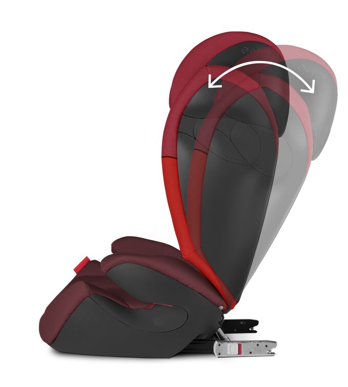 An image of the CYBEX Silver Solution M-Fix Child Car Seat, highlighting the Adjustable backrest feature.