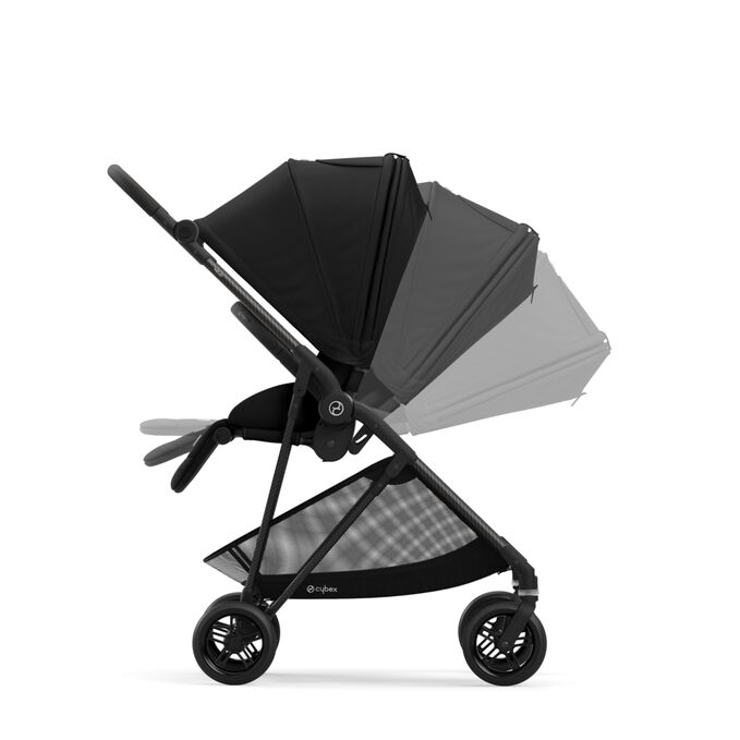 Immagine del CYBEX Gold Melio Carbon Stroller che mette in risalto la caratteristica Reclinabile con una sola mano.