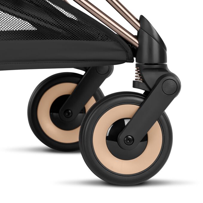 Afbeelding van de CYBEX Platinum Coya Buggy, met de nadruk op de functie Voorwielophanging.