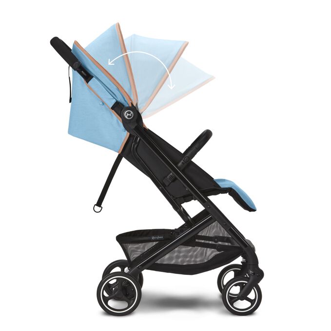 An image of the CYBEX Gold Beezy 2023 Buggy, highlighting the XL UPF50+ Sun Canopy feature.