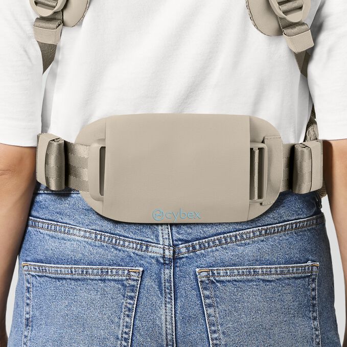 An image of the CYBEX Gold Amya Carrier Baby Carrier, highlighting the Lumbar Support feature.