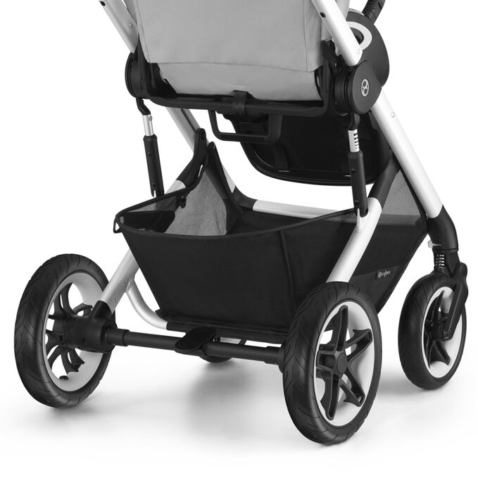 An image of the CYBEX Gold Talos S Lux 2024 Stroller, highlighting the Spacious Shopping Basket feature.