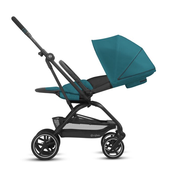 An image of the CYBEX Gold Eezy S Twist+2 Buggy, highlighting the Fully Reclining Backrest feature.