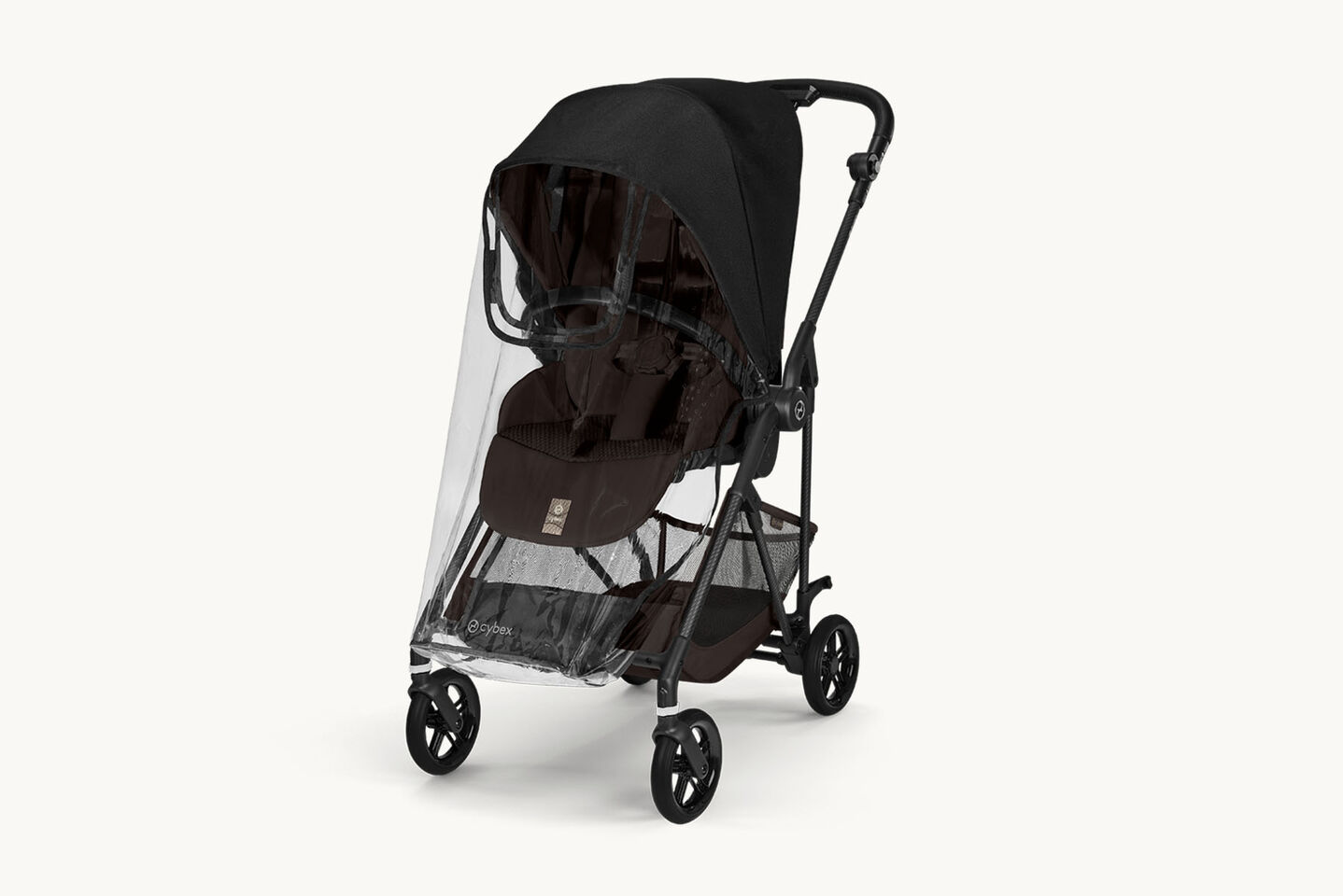 Passeggino leggero Melio Carbon con parapioggia trasparente