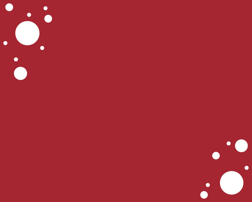 Red background with white circles in the corners.