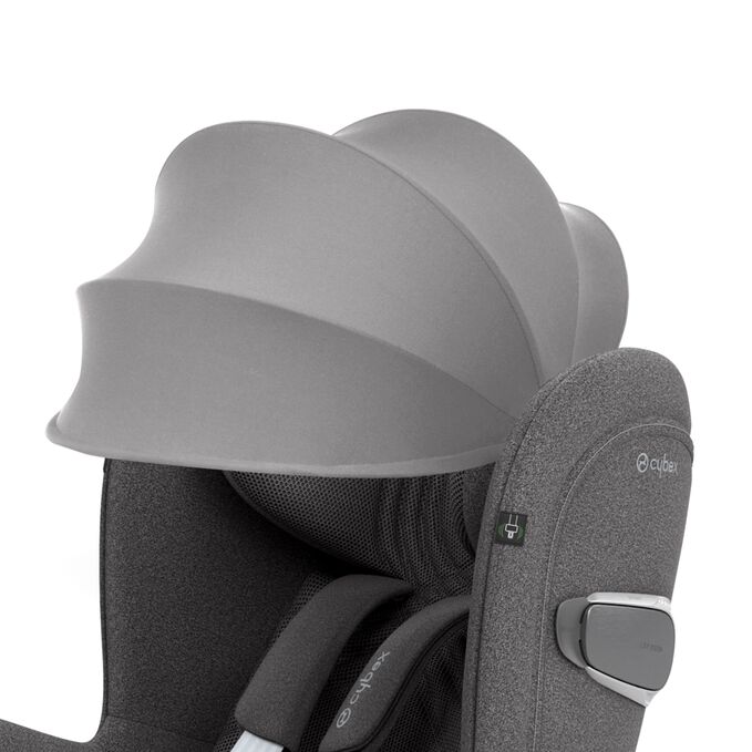 Afbeelding van de CYBEX Platinum Sirona T i-Size Toddler Car Seat, met de nadruk op de functie Betrouwbare UPF50+ bescherming.