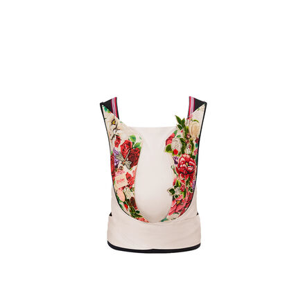 CYBEX Spring Blossom baby carrier with floral design in red and beige tones.