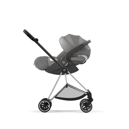 Cloud T reclining infant car seat mounted on a pram.
