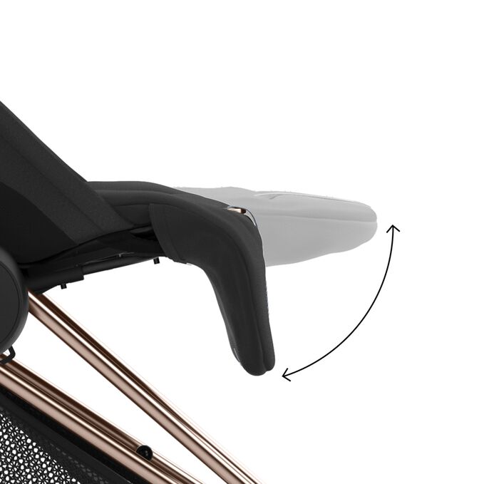 An image of the CYBEX Platinum Coya (2025) Buggy, highlighting the Adjustable Leg Rest feature.
