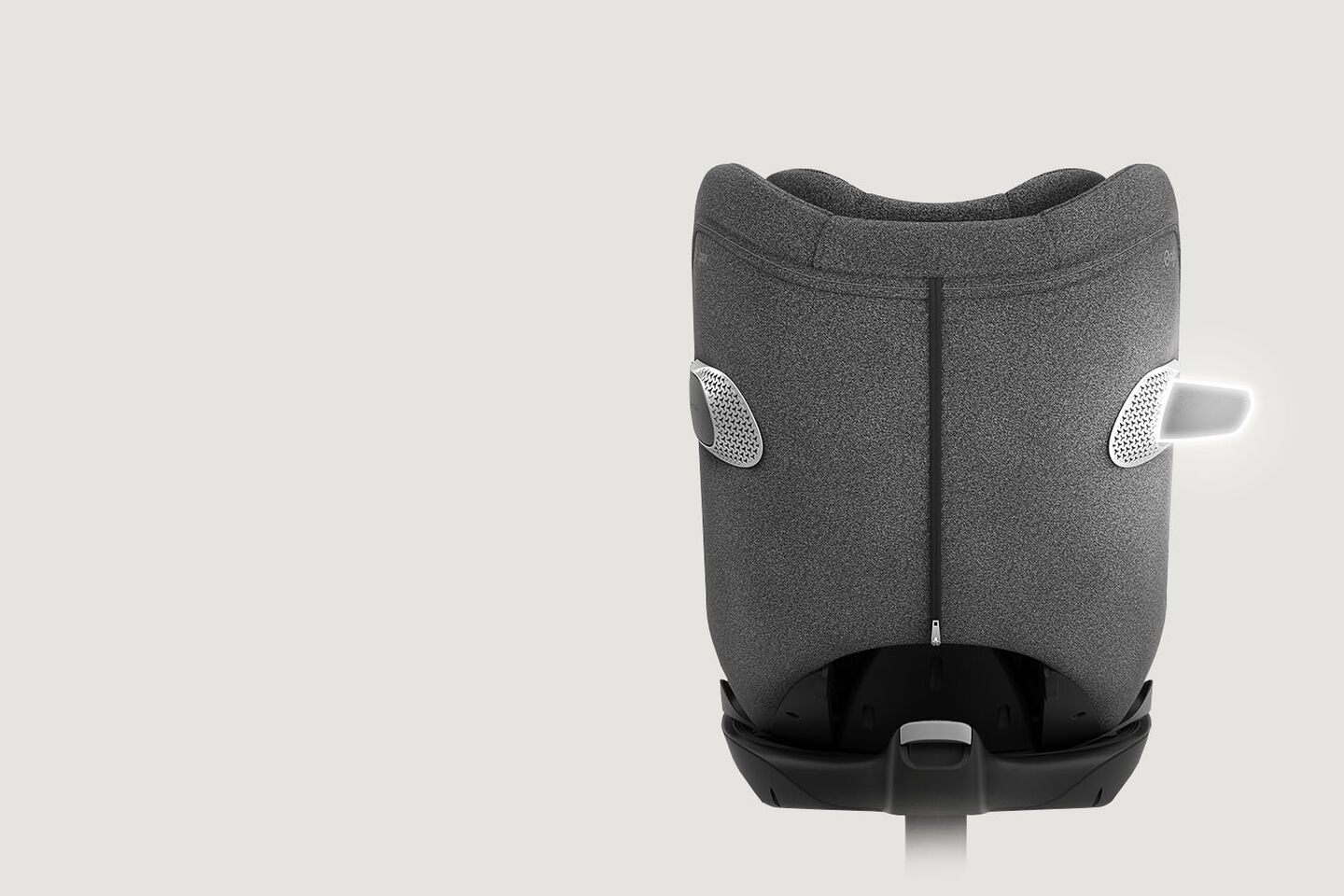 Sirona T rear-facing car seat, rear view with linear side impact protection in grey.