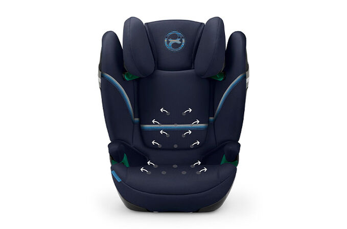 En bild av CYBEX Gold Solution S i-Fix Child Car Seat som lyfter fram funktionen Comfortable body temperature.