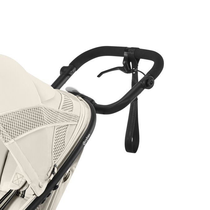 An image of the CYBEX Gold Avi Spin Stroller, highlighting the Adjustable Handle With Deceleration Brake feature.